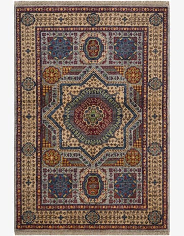 3' 5 x 4' 11 Hand Knotted Mamluk Ziegler Rug