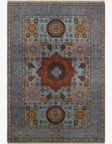 4' 2 x 5' 10 Hand Knotted Mamluk Ziegler Rug