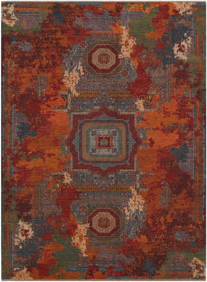 Detailfoto van 300cm x 405cm Handgeknoopt Mamluk Ziegler Vloerkleed