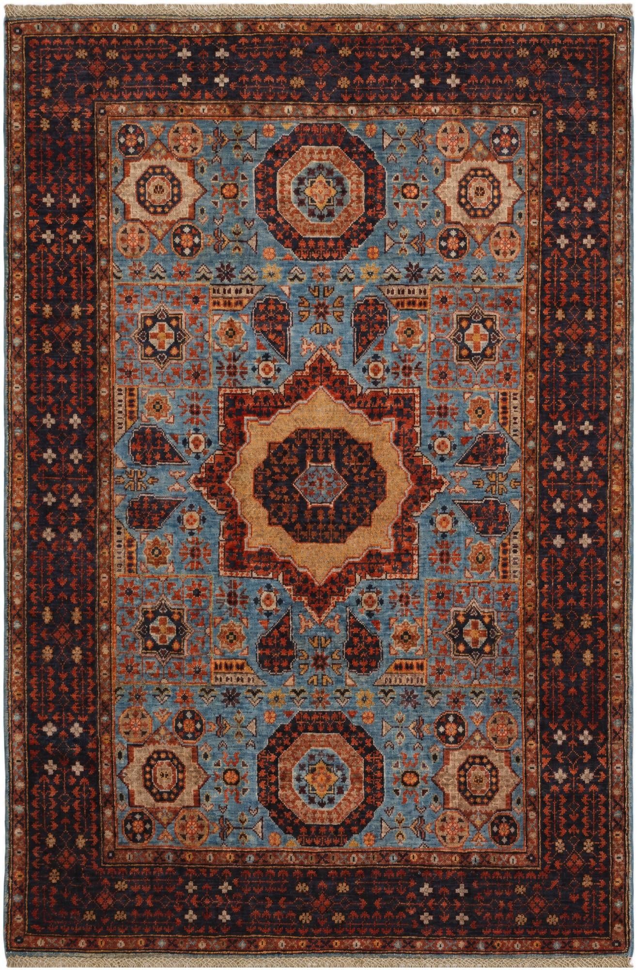 4' 2 x 6' 3 Hand Knotted Mamluk Ziegler Rug