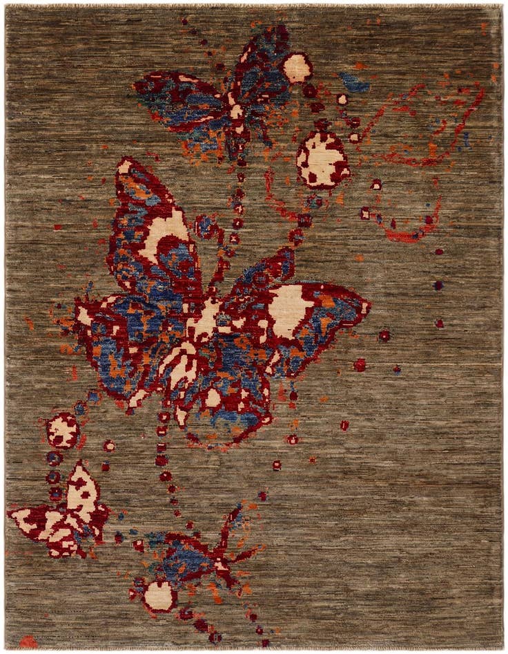 Detail image of 4' x 5' 10 Hand Knotted Modern Ziegler Rug
