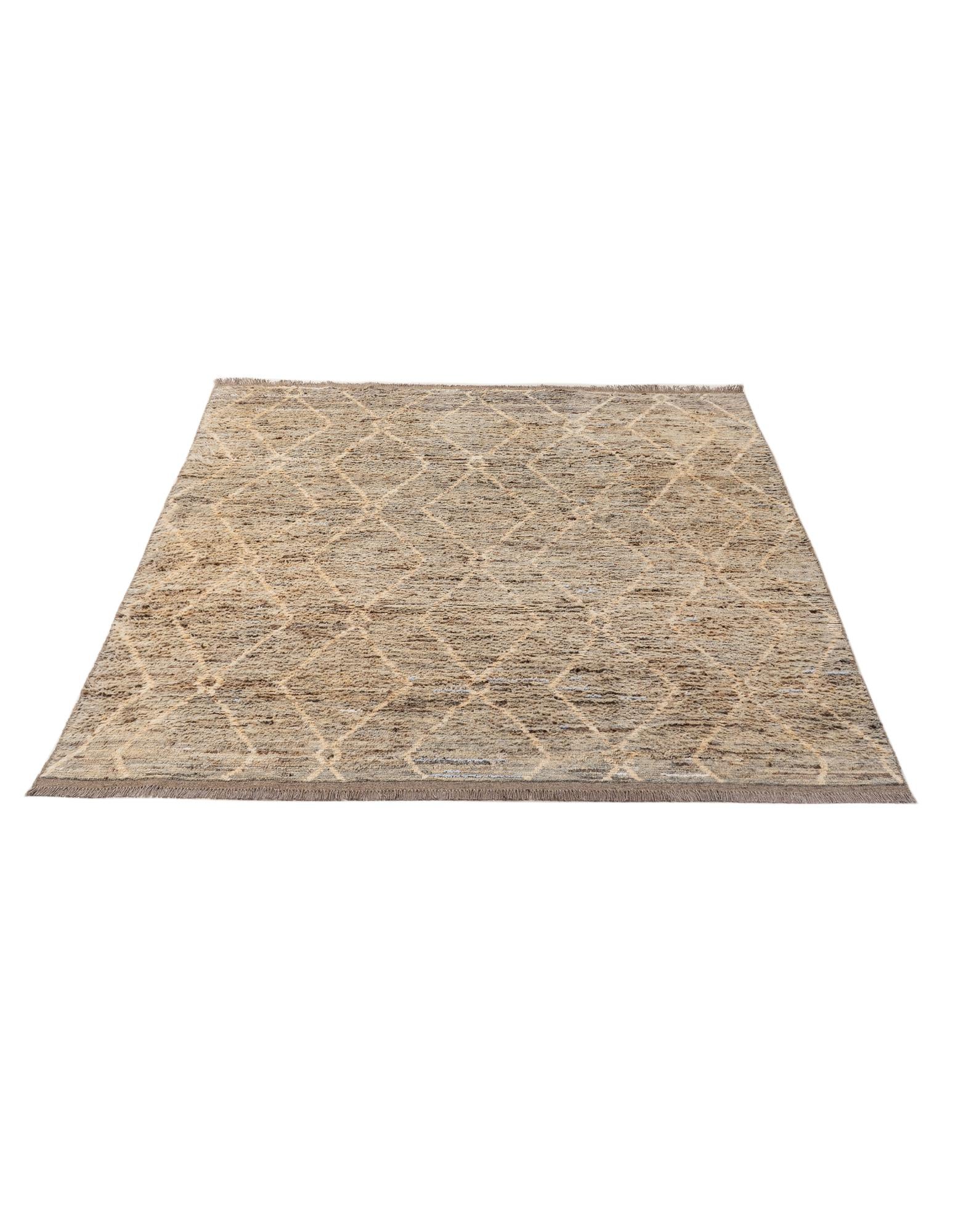 7' x 9' 6 Hand Knotted Moroccan Wool Rug