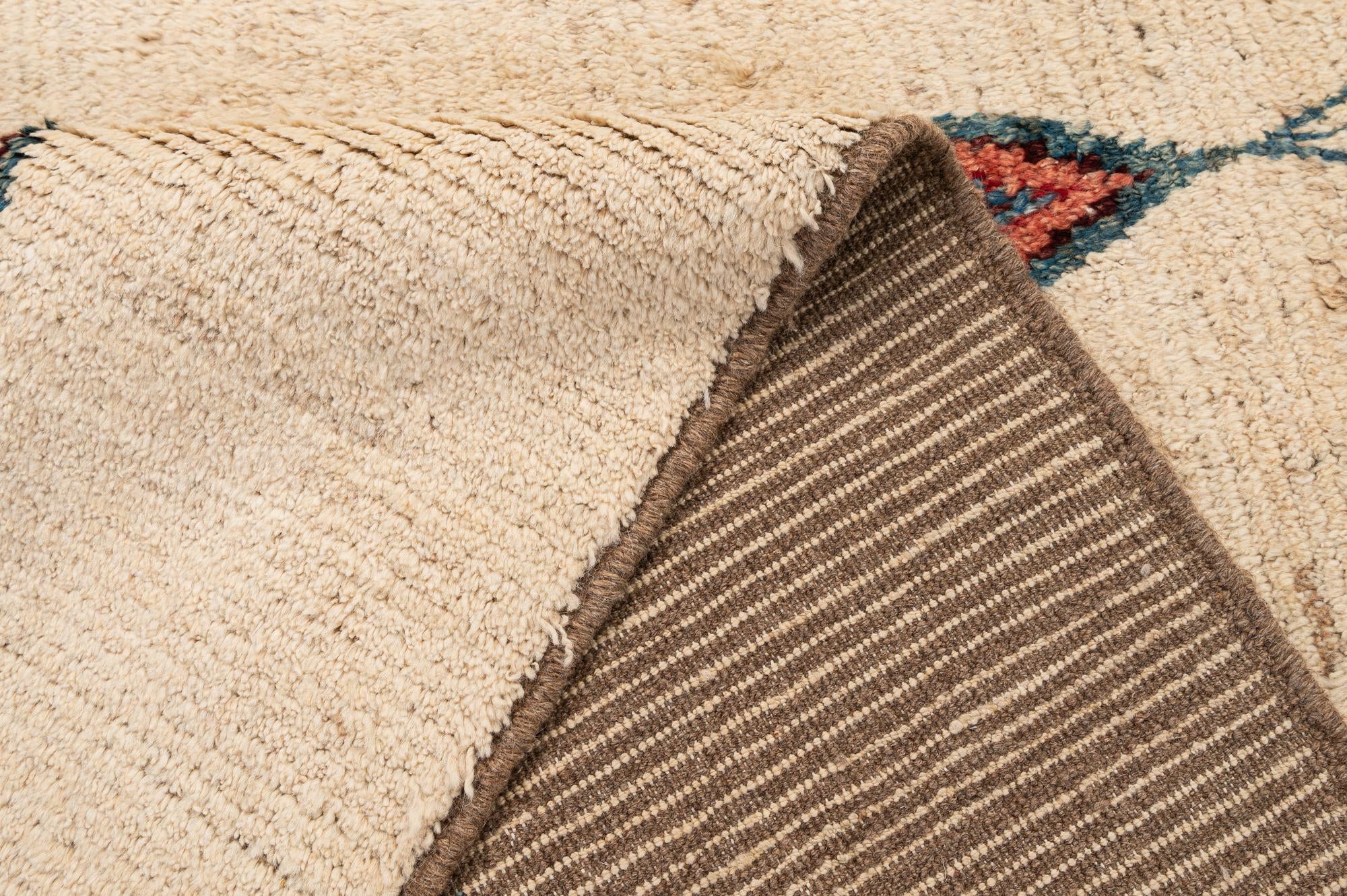 6' 9 x 9' 6 Hand Knotted Moroccan Wool Rug