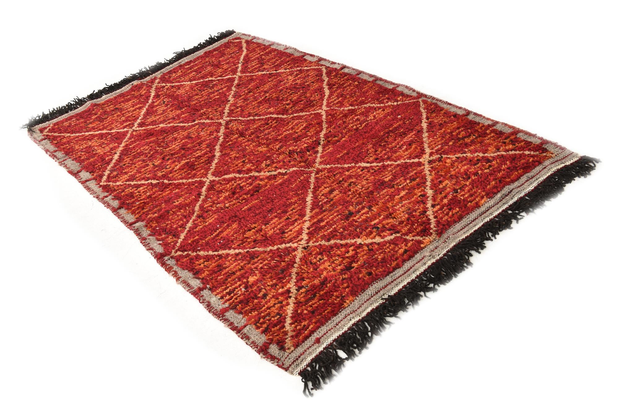 4' 3 x 6' 8 Hand Knotted Moroccan Wool Rug
