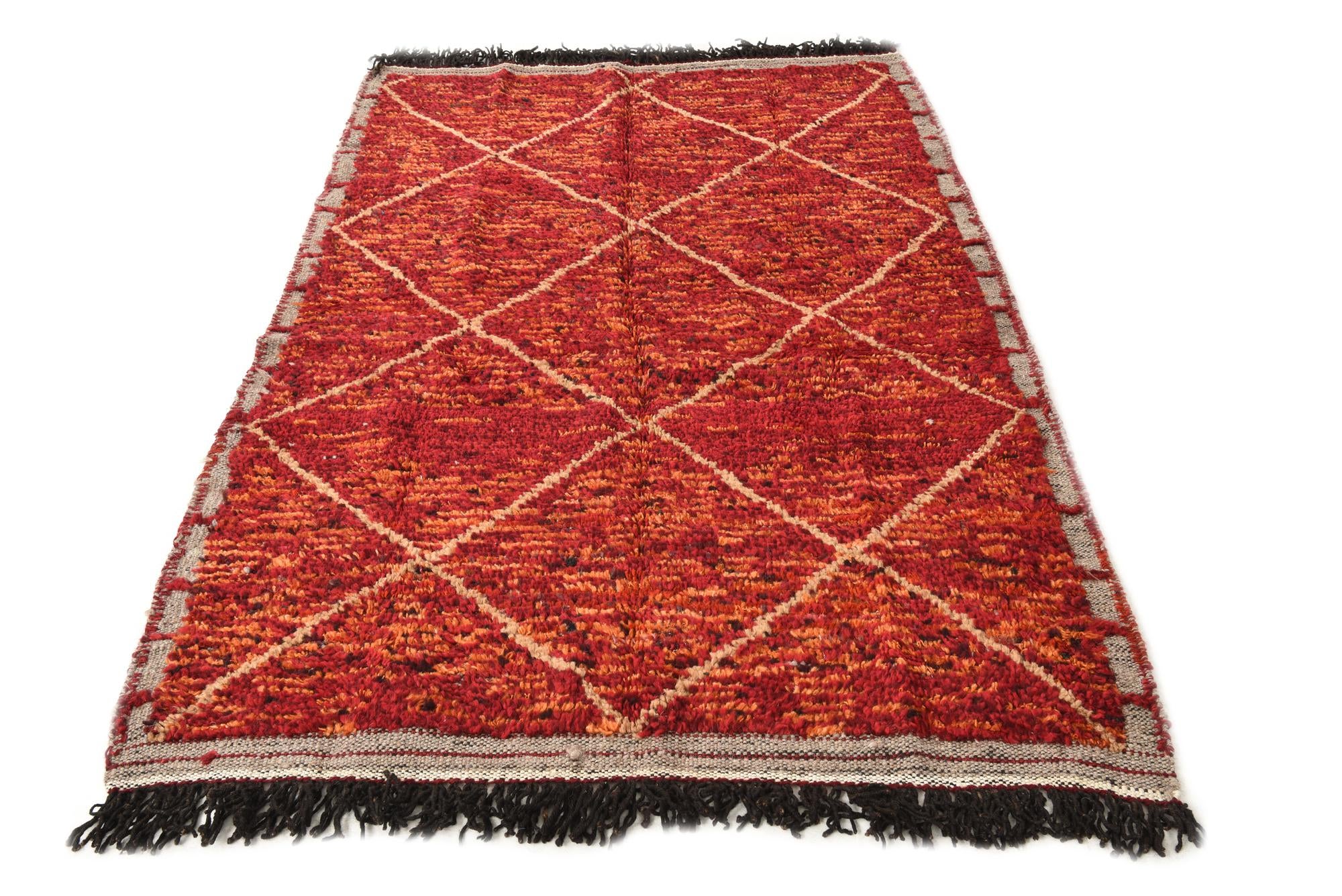 4' 3 x 6' 8 Hand Knotted Moroccan Wool Rug