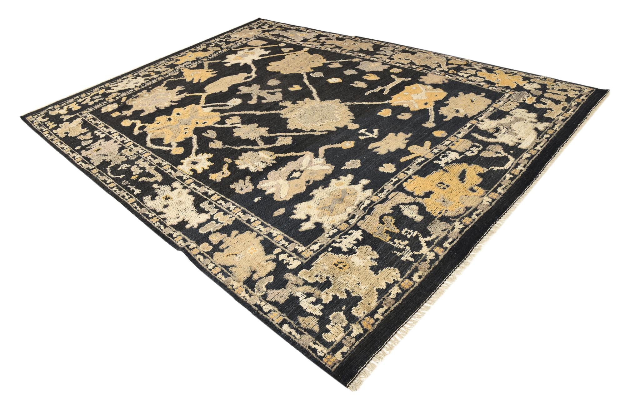 9' 3 x 12' 4 Hand Knotted Oushak Wool Rug