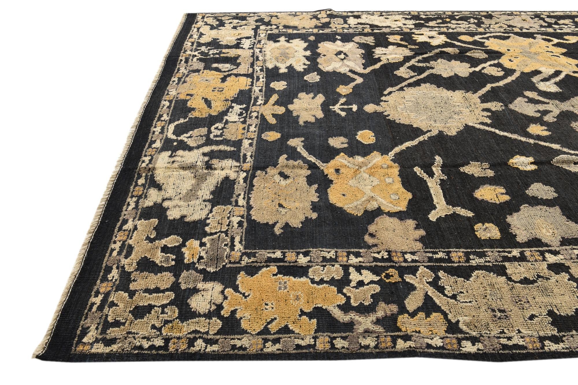 9' 3 x 12' 4 Hand Knotted Oushak Wool Rug