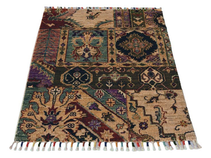 Detail image of 2' 1 x 2' 11 Hand Knotted Patchwork Rug
