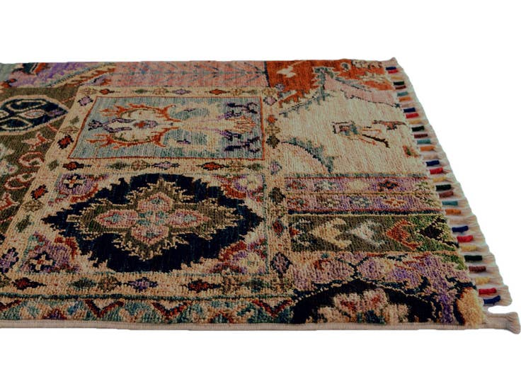 Detail image of 2' 1 x 2' 11 Hand Knotted Patchwork Rug