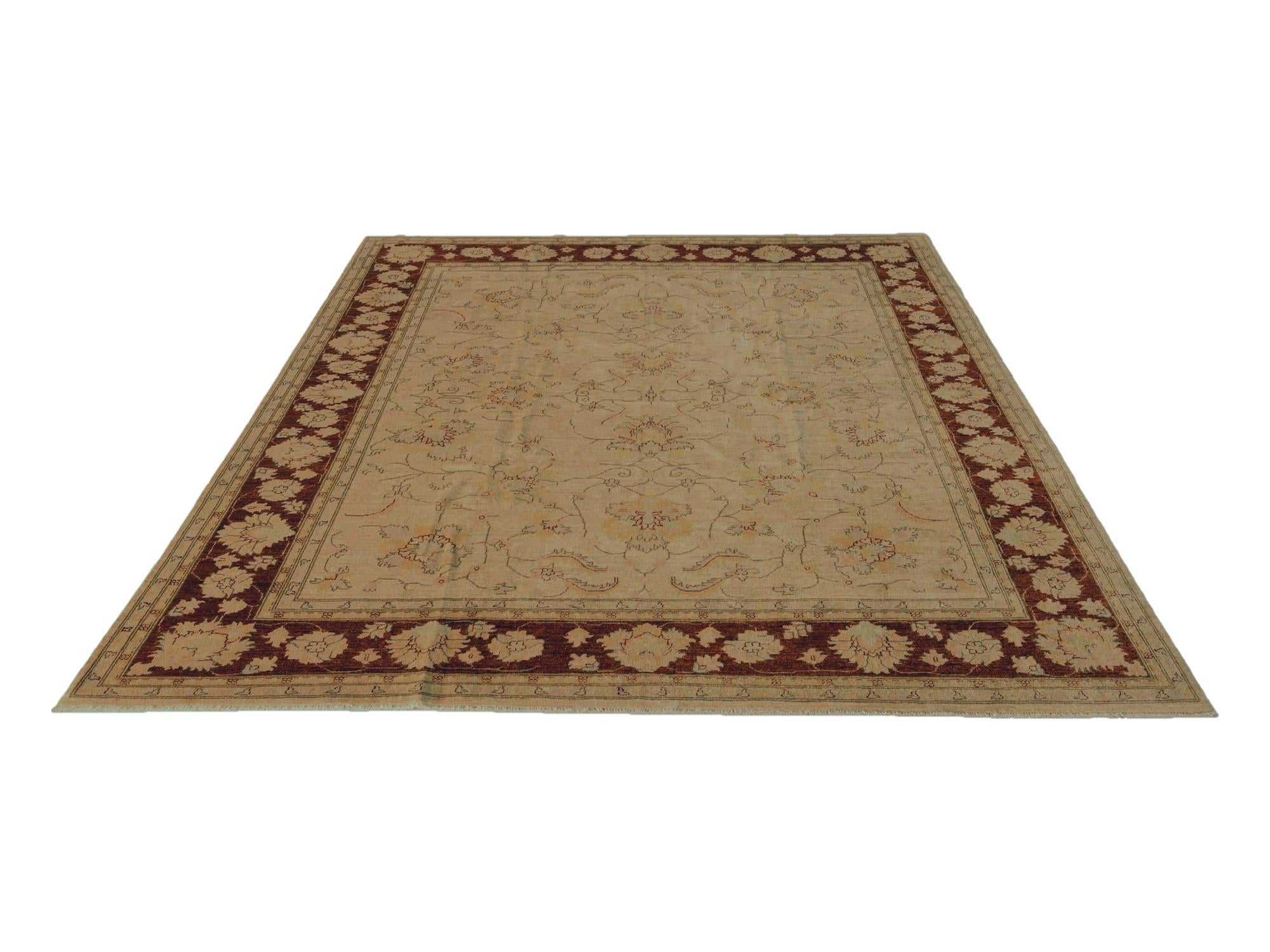 7' 10 x 9' 9 Hand Knotted Pershawar Ziegler Rug