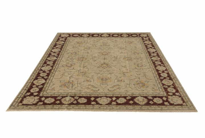 7' 10 x 9' 9 Hand Knotted Pershawar Ziegler Rug