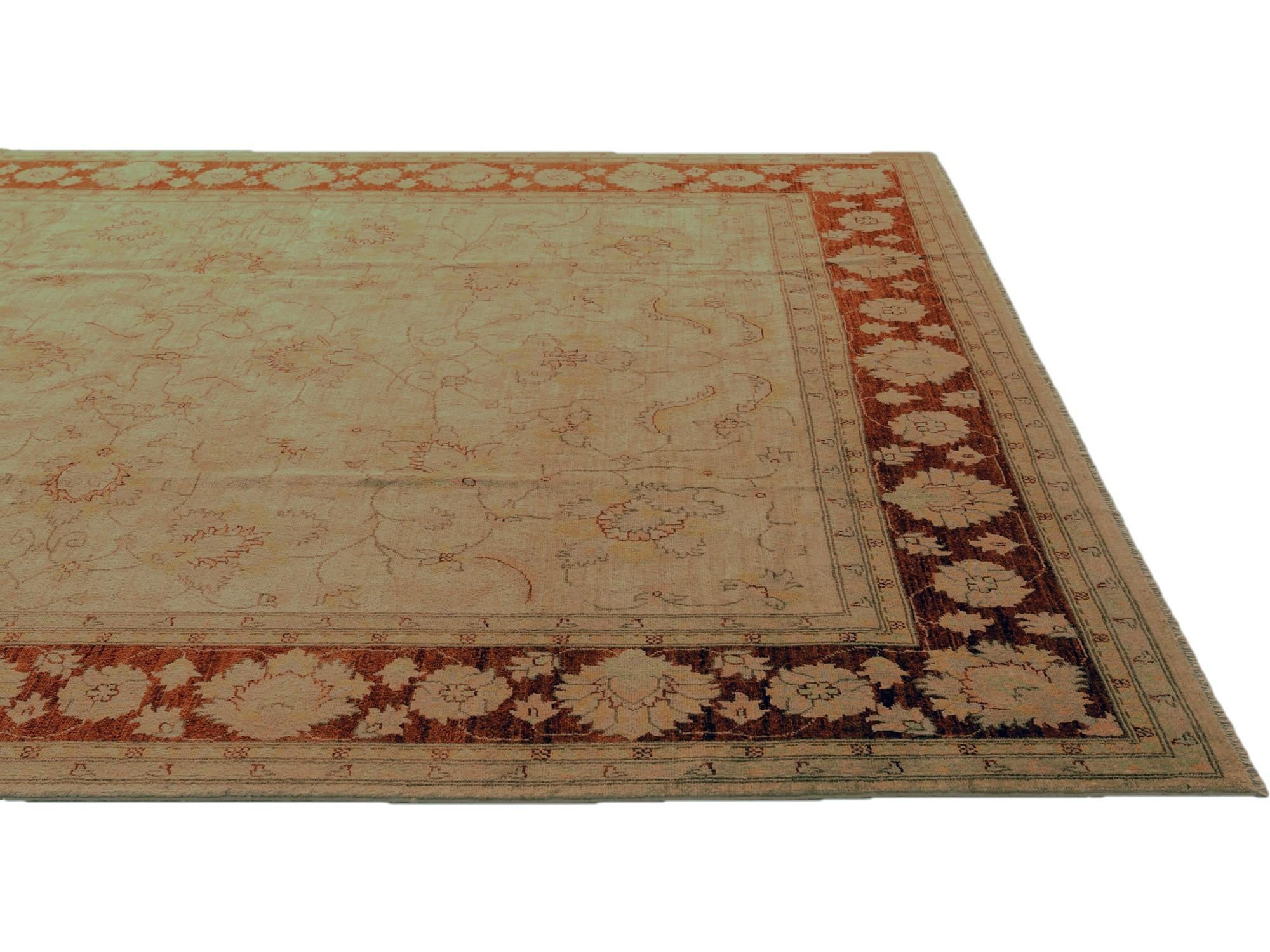 7' 10 x 9' 9 Hand Knotted Pershawar Ziegler Rug