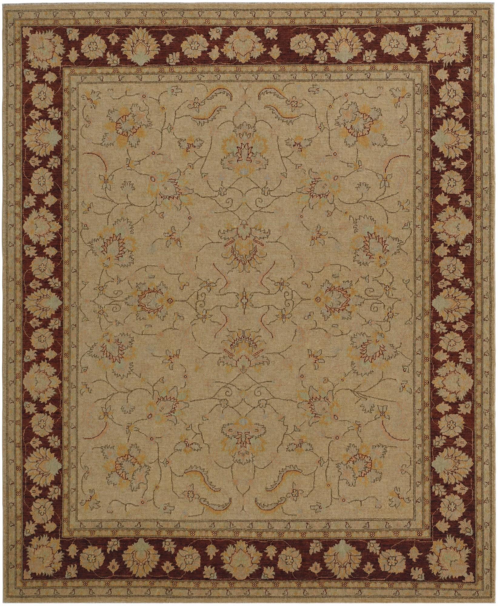 7' 10 x 9' 9 Hand Knotted Pershawar Ziegler Rug