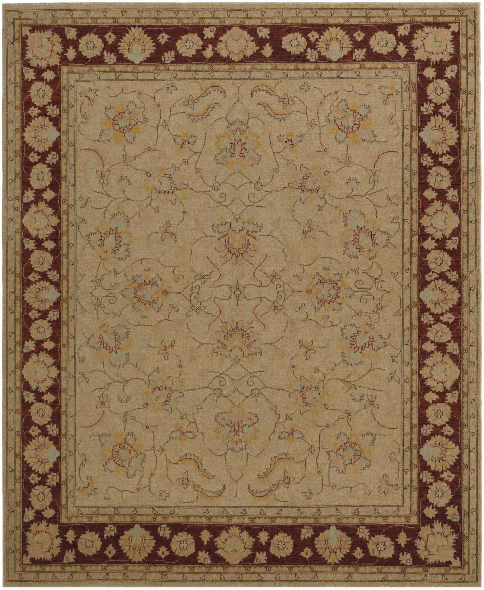 7' 10 x 9' 9 Hand Knotted Pershawar Ziegler Rug