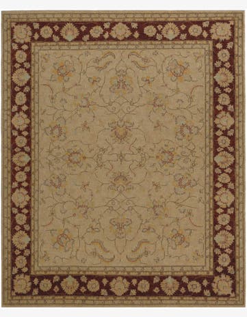 7' 10 x 9' 9 Hand Knotted Pershawar Ziegler Rug