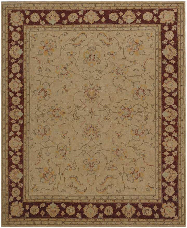 7' 10 x 9' 9 Hand Knotted Pershawar Ziegler Rug