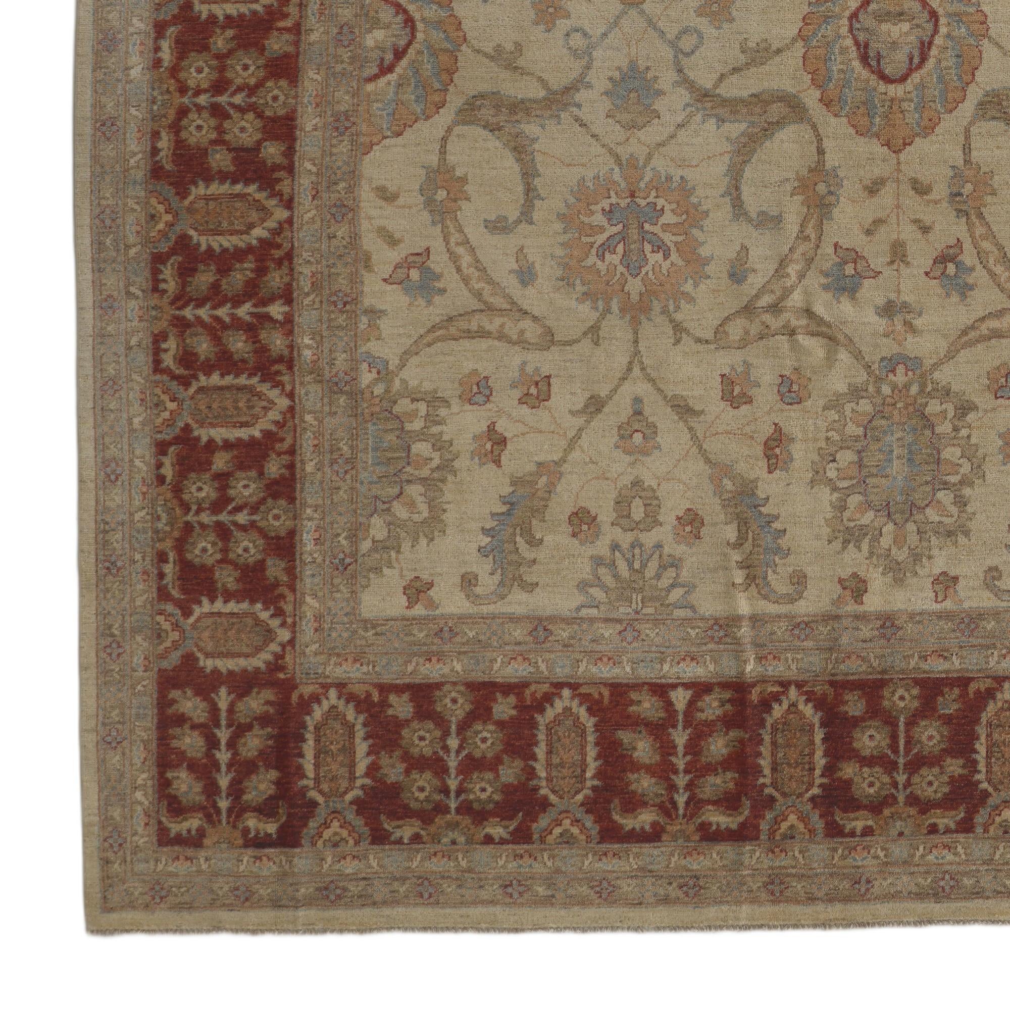 9' x 12' Hand Knotted Pershawar Ziegler Rug