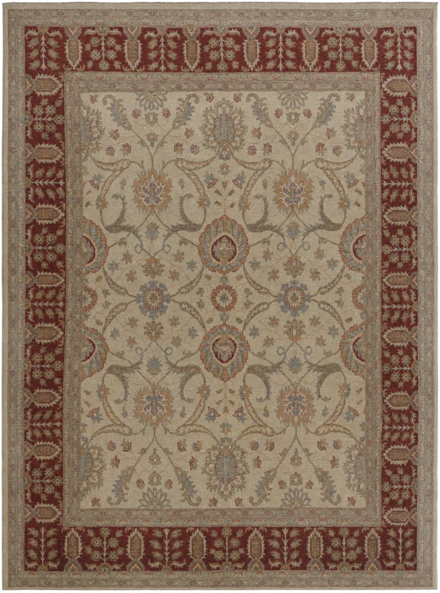 9' x 12' Hand Knotted Pershawar Ziegler Rug
