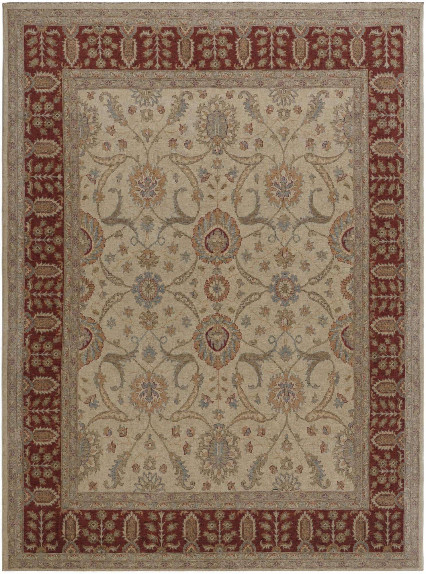 9' x 12' Hand Knotted Pershawar Ziegler Rug