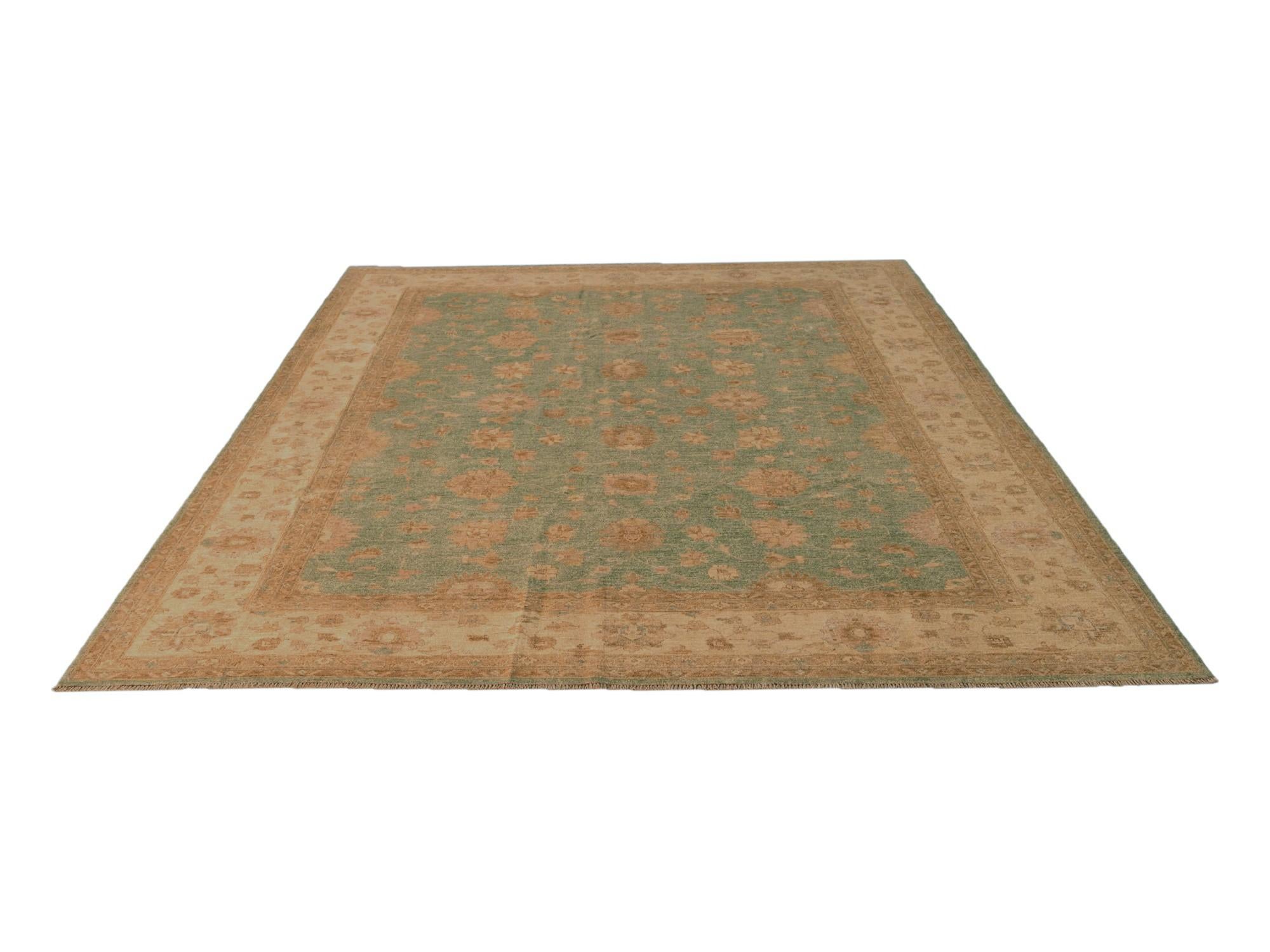 8' 11 x 11' 7 Hand Knotted Peshawar Ziegler Rug