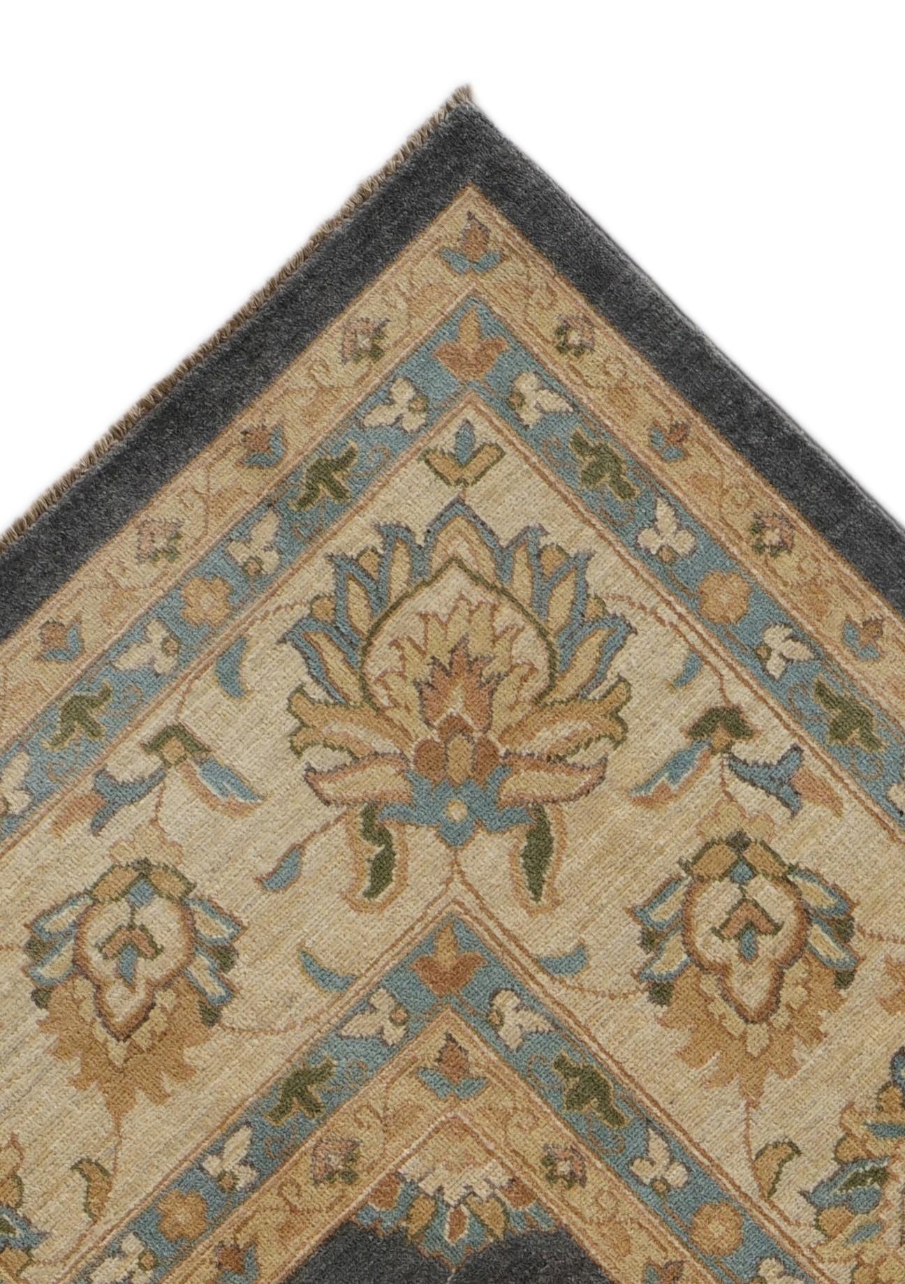 9' 2 x 12' Hand Knotted Peshawar Ziegler Rug