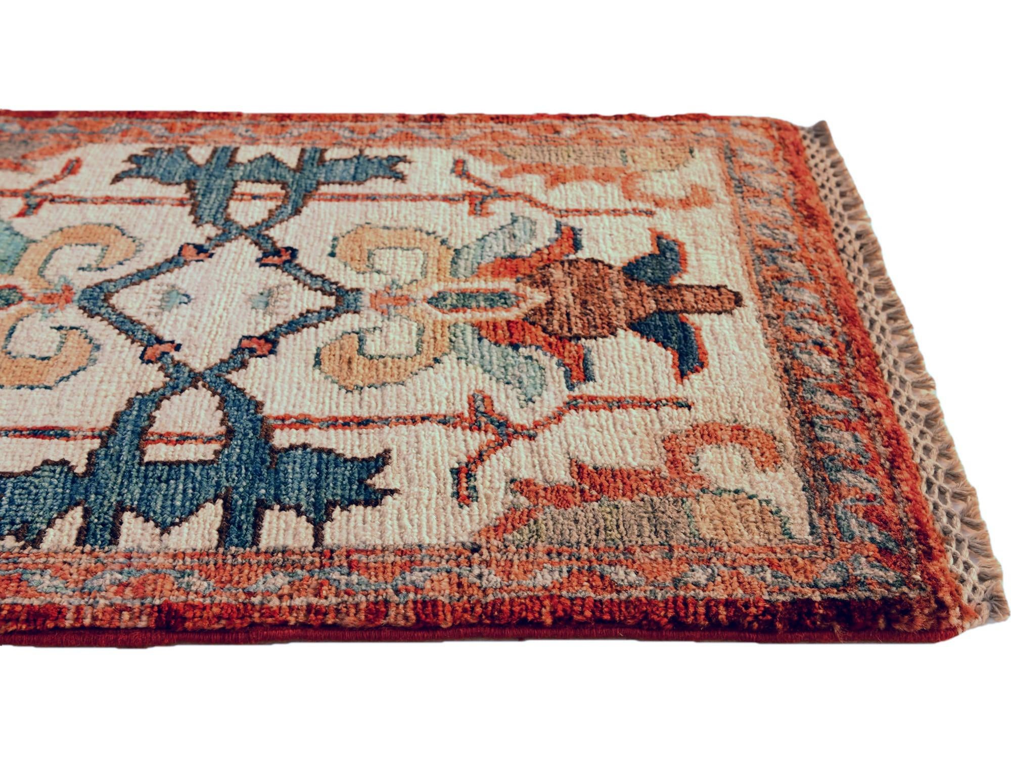 1' 4 x 2' Hand Knotted Ziegler Rug