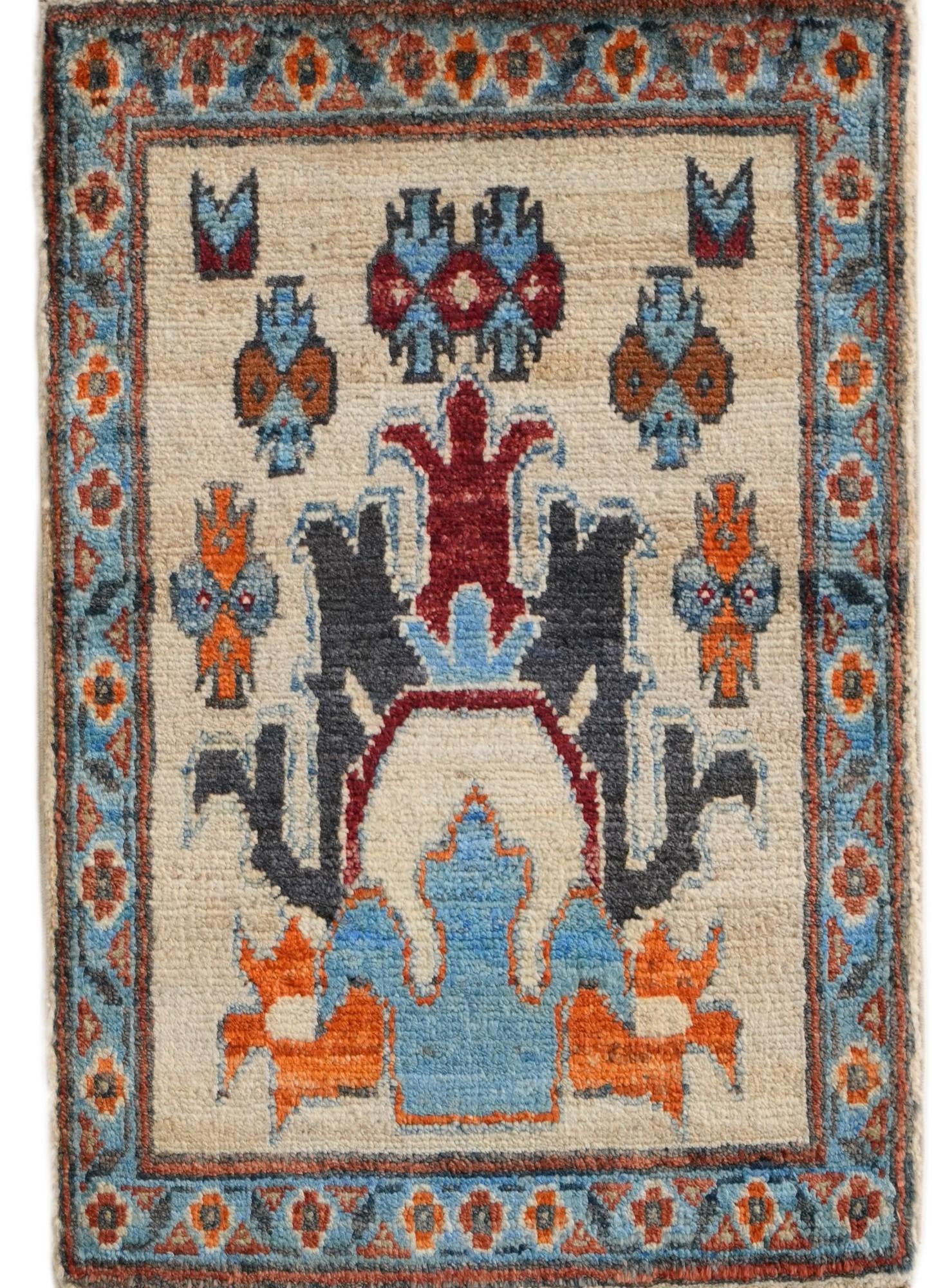 1' 4 x 2' Hand Knotted Ziegler Rug