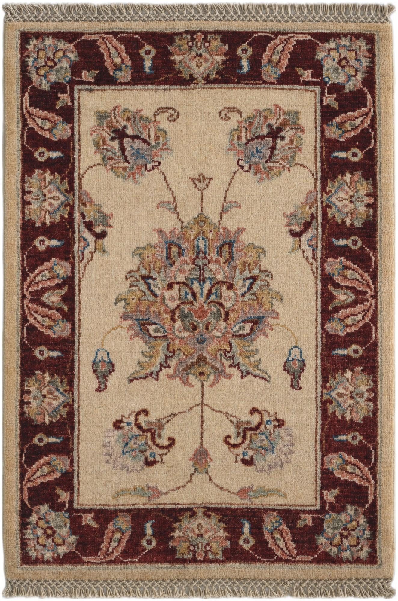 2' 1 x 3' Hand Knotted Ziegler Rug