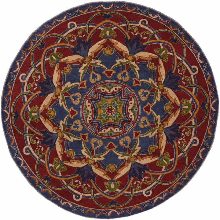 8' 1 x 8' 1 Hand Knotted Kazak Round Rug