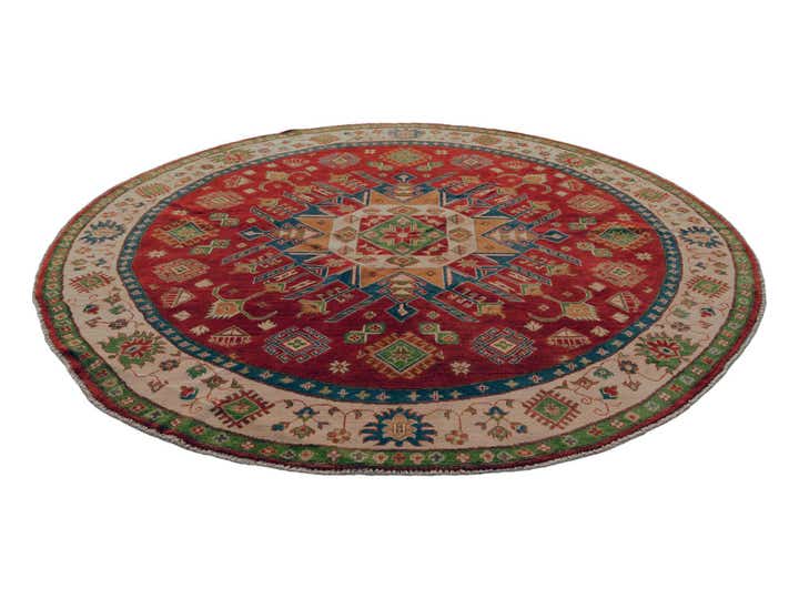 8' 1 x 8' 1 Hand Knotted Kazak Round Rug