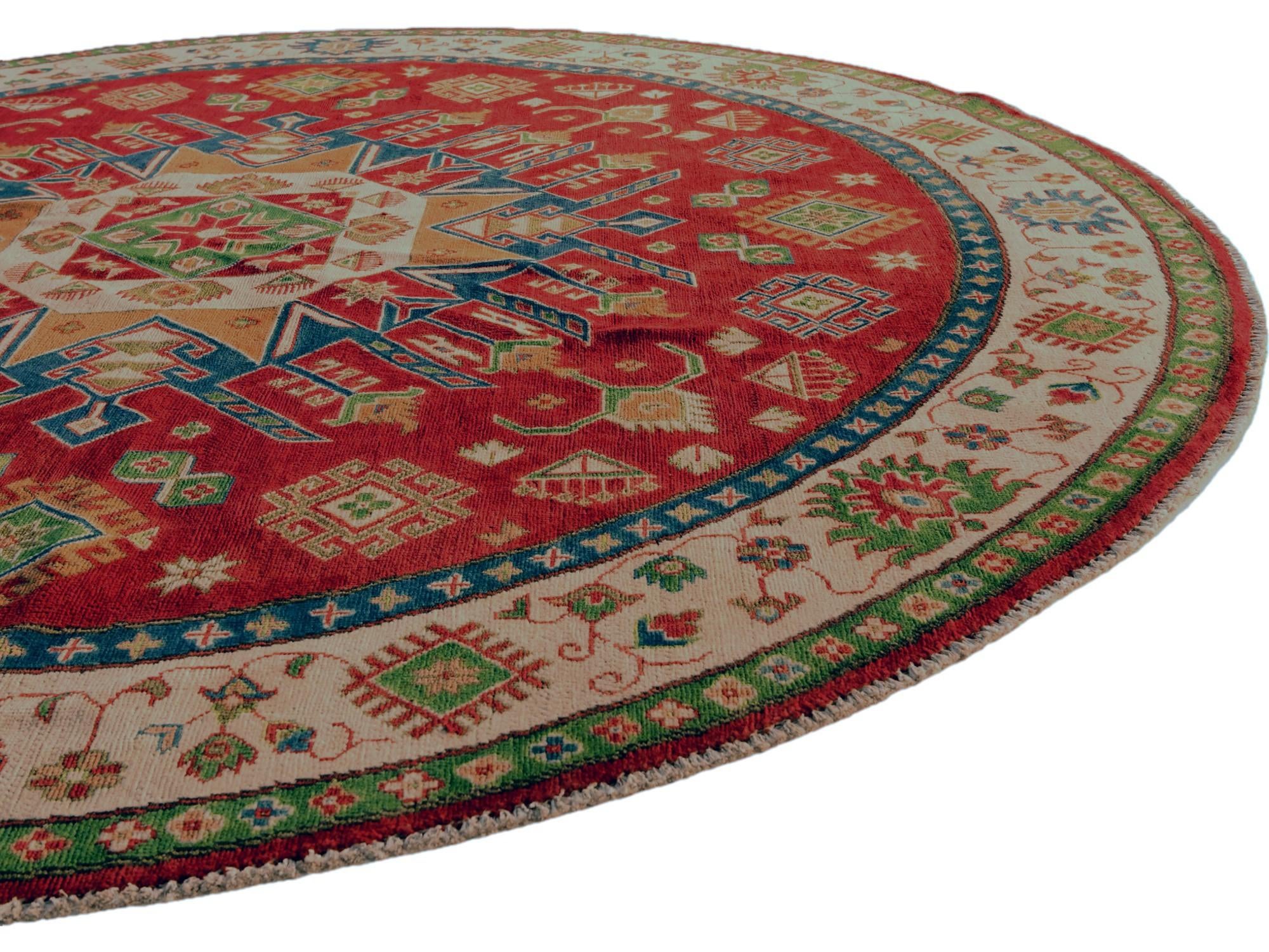 8' 1 x 8' 1 Hand Knotted Kazak Round Rug