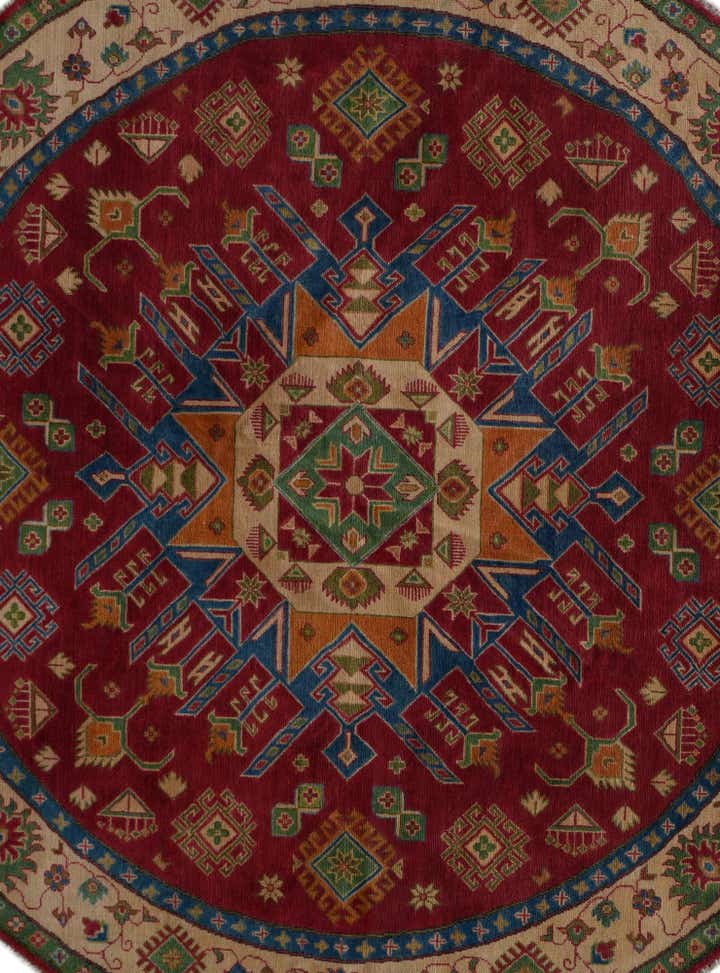 8' 1 x 8' 1 Hand Knotted Kazak Round Rug