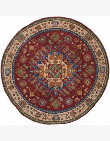 8' 1 x 8' 1 Hand Knotted Kazak Round Rug