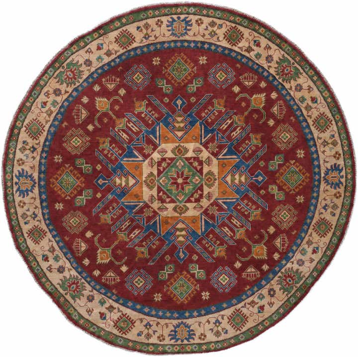 8' 1 x 8' 1 Hand Knotted Kazak Round Rug