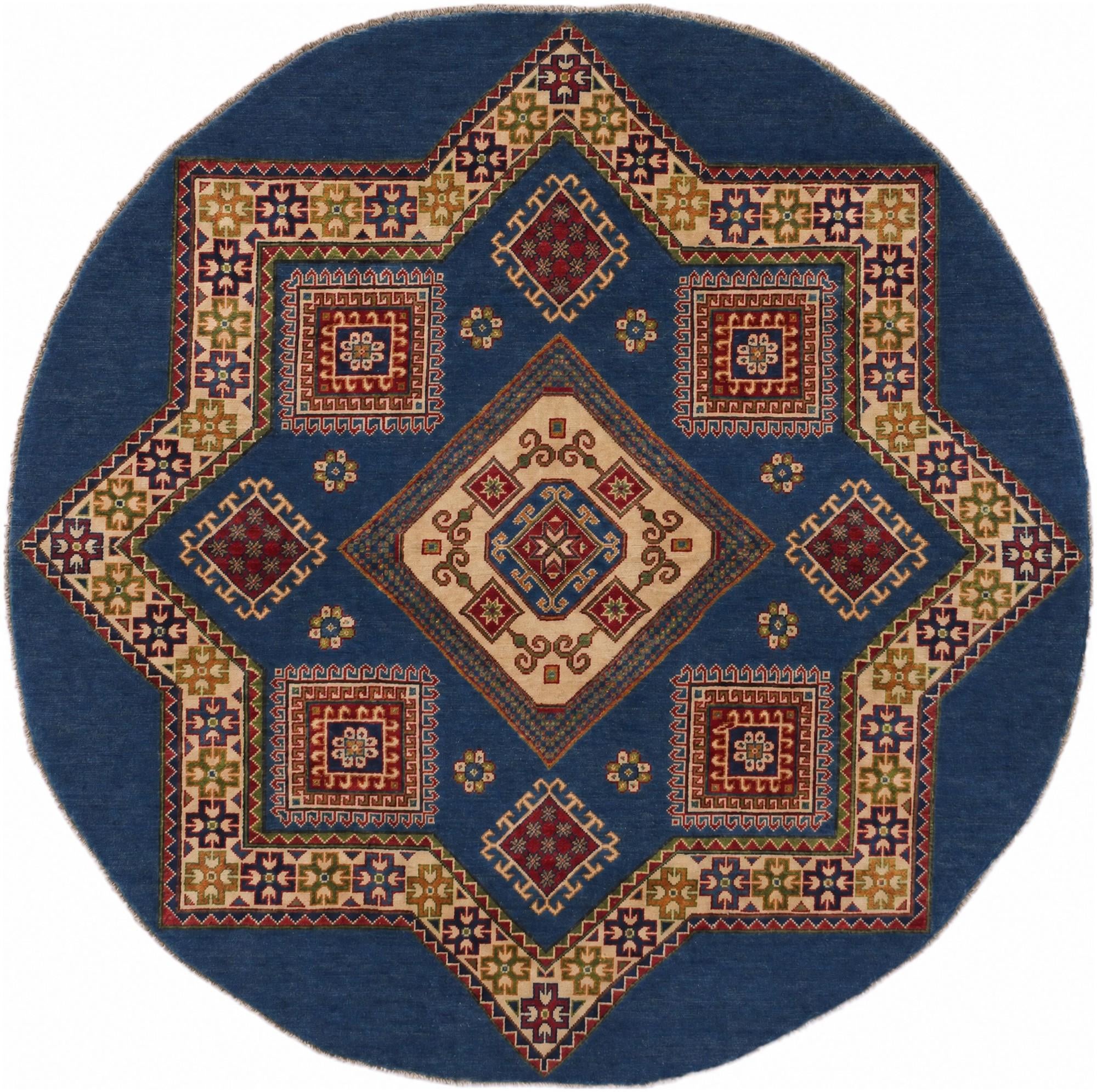 6' 6 x 6' 6 Hand Knotted Kazak Round Rug