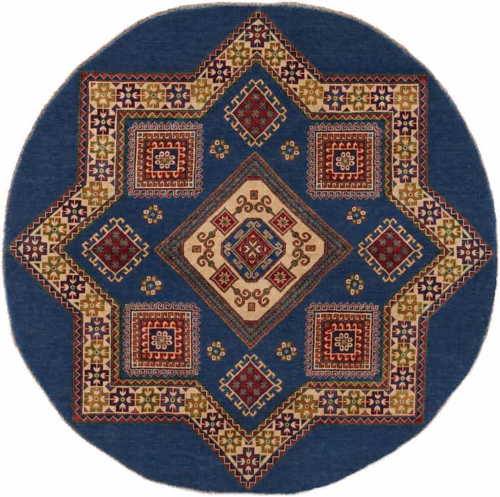 6' 6 x 6' 6 Hand Knotted Kazak Round Rug