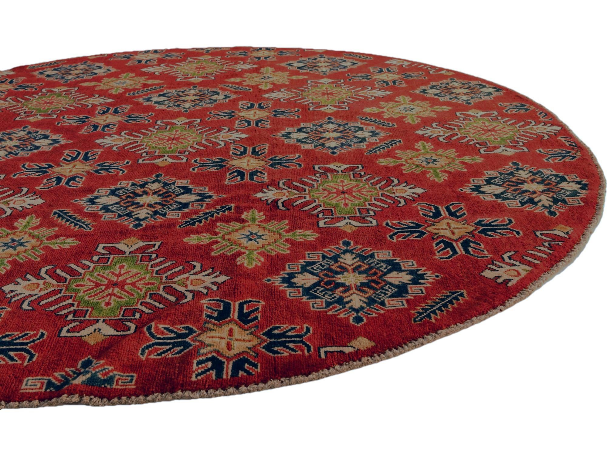 195cm x 195cm anudado a mano Kazak Alfombra redondo
