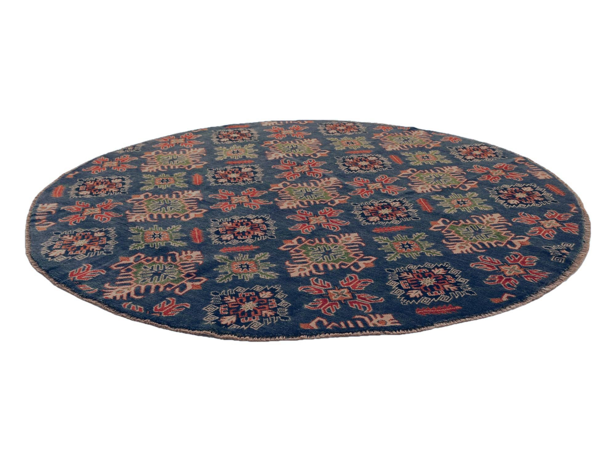 6' 4 x 6' 7 Hand Knotted Kazak Round Rug