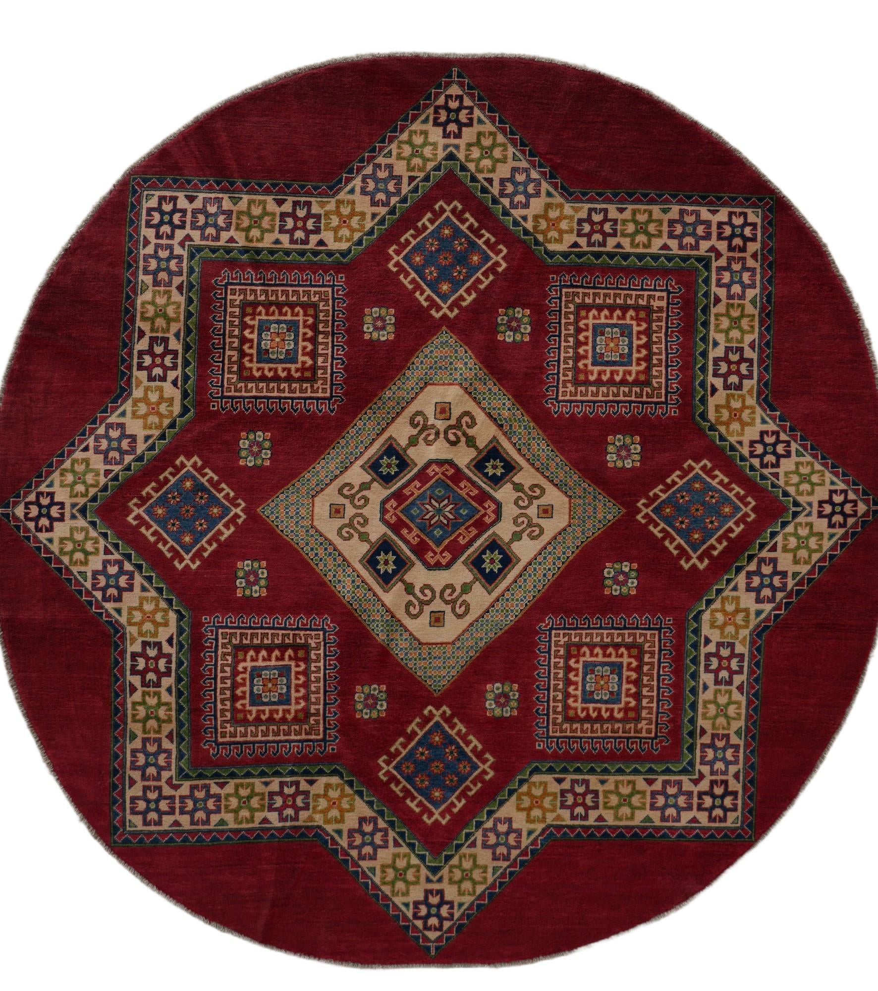 8' 3 x 8' 3 Hand Knotted Kazak Round Rug