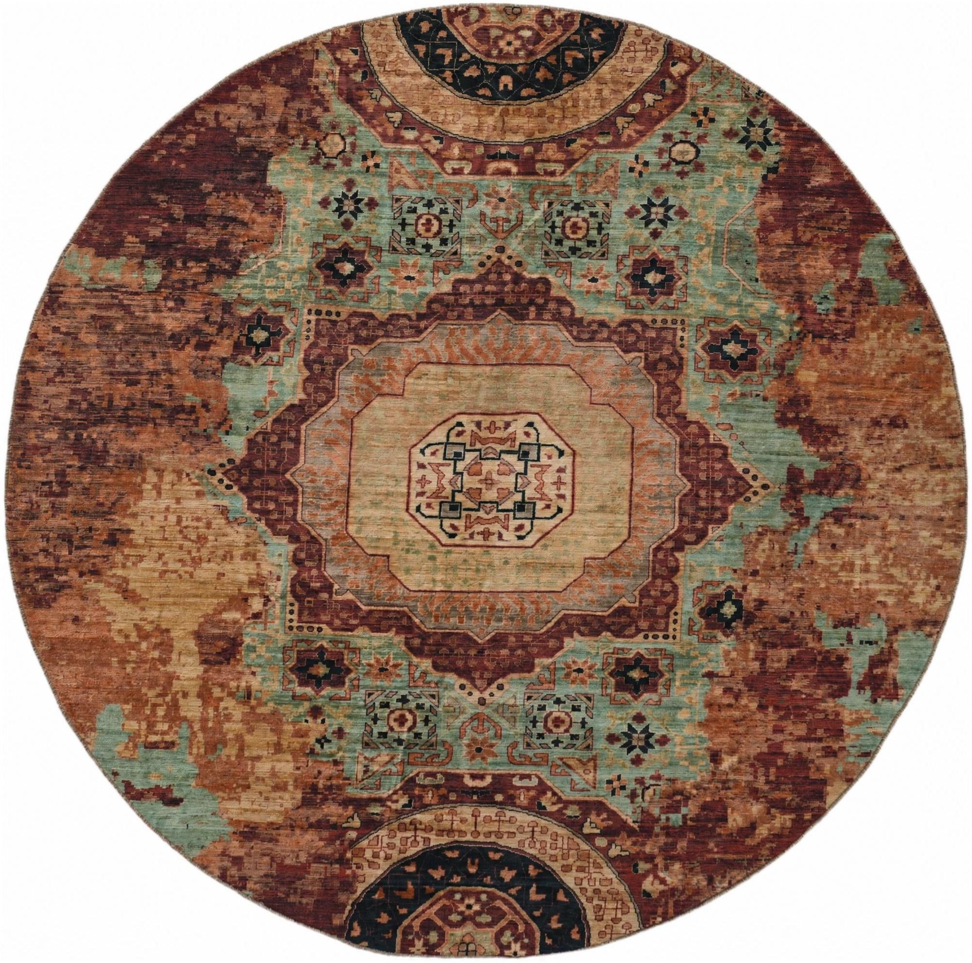 9' 9 x 9' 9 Hand Knotted Mamluk Ziegler Round Rug