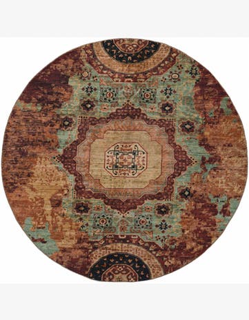9' 9 x 9' 9 Hand Knotted Mamluk Ziegler Round Rug