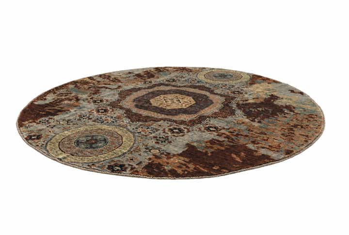8' 1 x 8' 1 Hand Knotted Mamluk Ziegler Round Rug