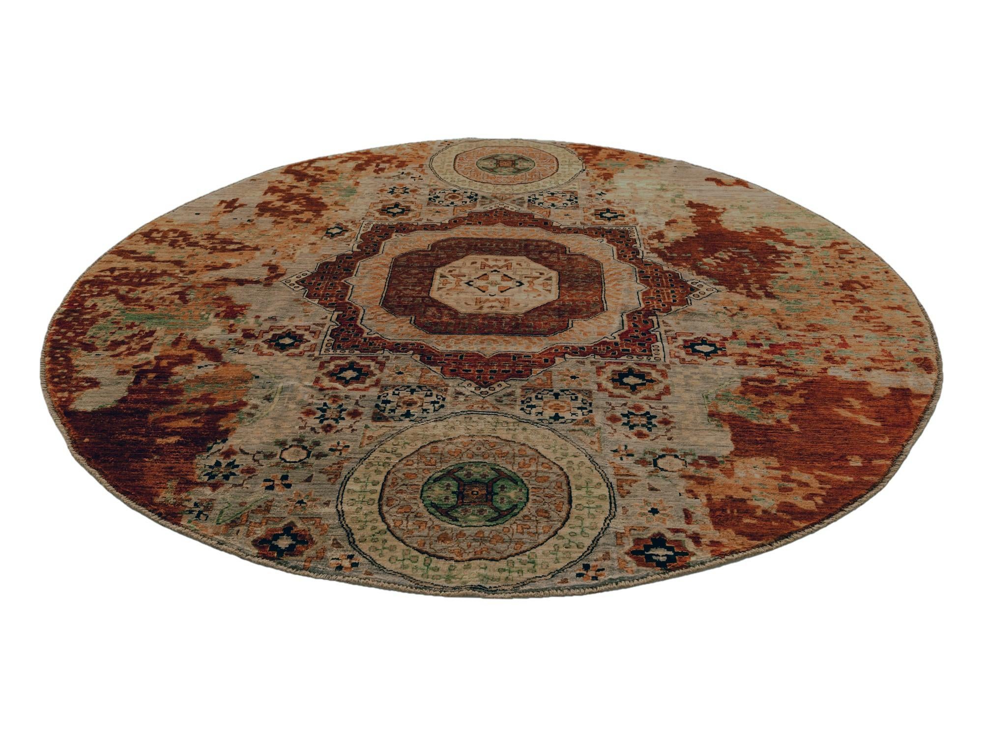 8' 1 x 8' 1 Hand Knotted Mamluk Ziegler Round Rug
