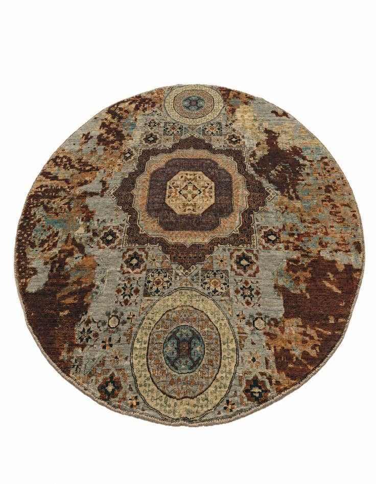 Detail image of 8' 1 x 8' 1 Hand Knotted Mamluk Ziegler Round Rug