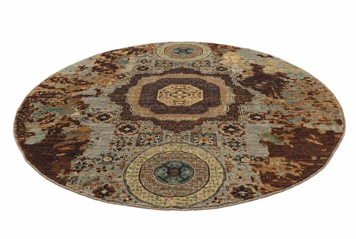 8' 1 x 8' 1 Hand Knotted Mamluk Ziegler Round Rug