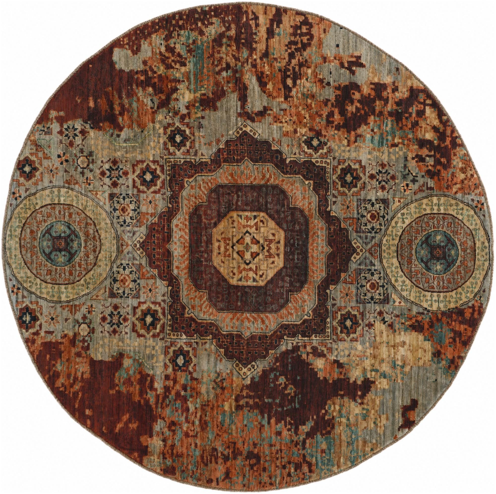 8' 1 x 8' 1 Hand Knotted Mamluk Ziegler Round Rug