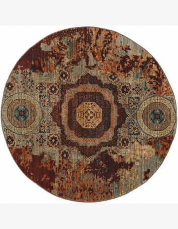 8' 1 x 8' 1 Hand Knotted Mamluk Ziegler Round Rug