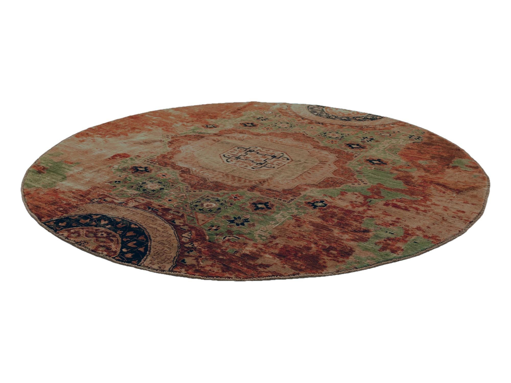 8' x 8' 2 Hand Knotted Mamluk Ziegler Round Rug