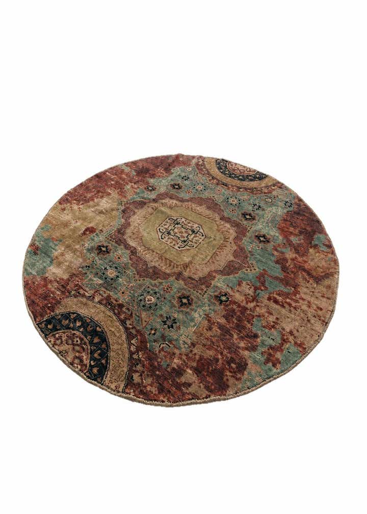 8' x 8' 2 Hand Knotted Mamluk Ziegler Round Rug
