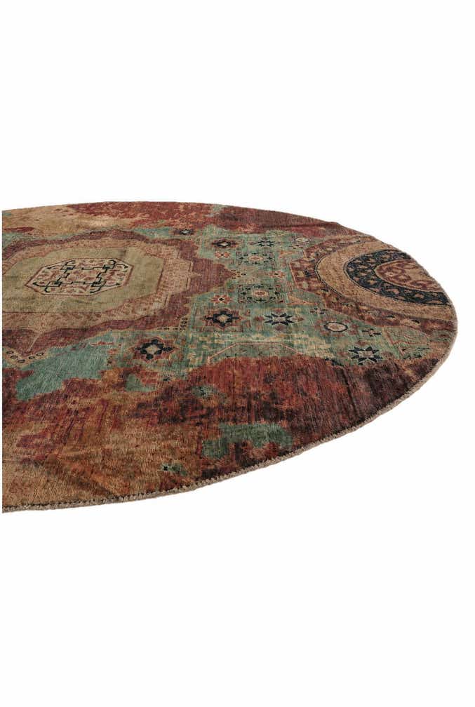 8' x 8' 2 Hand Knotted Mamluk Ziegler Round Rug